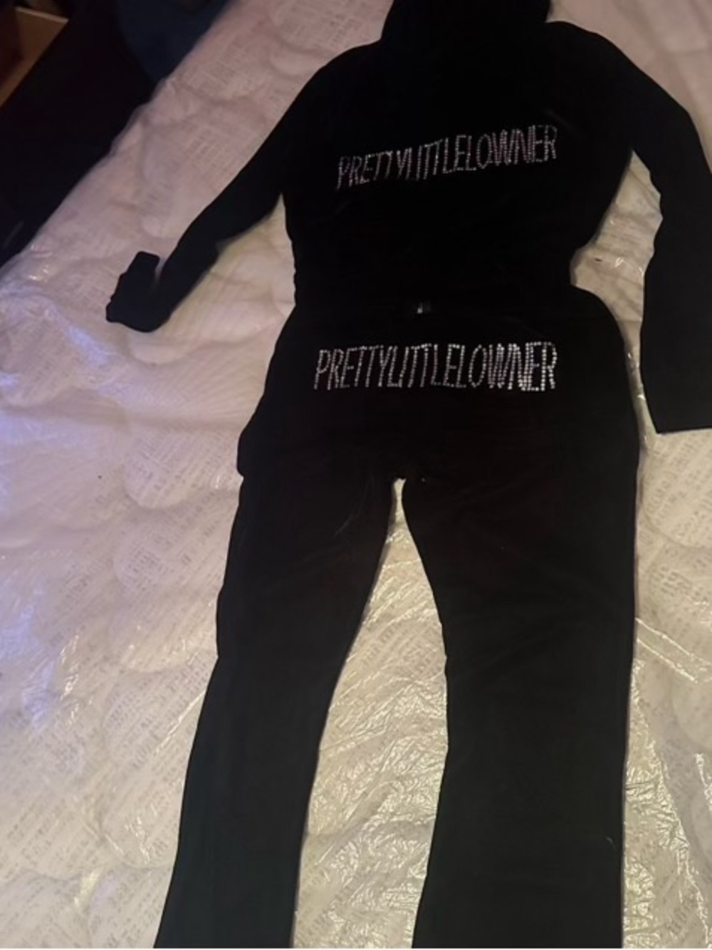 PRETTYLITTLELONER Black Logo Velour Tracksuit